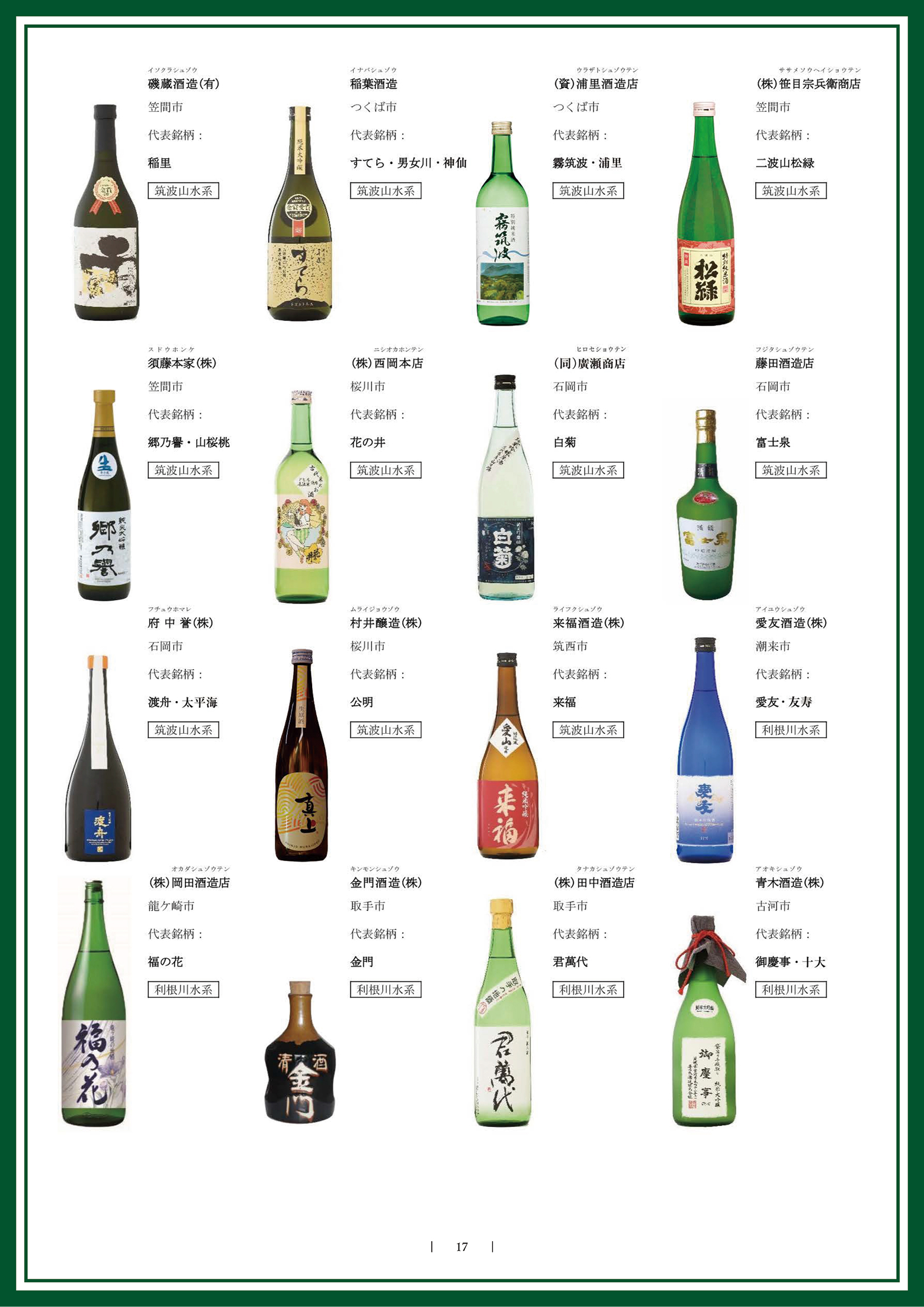 茨城の酒蔵と代表酒
