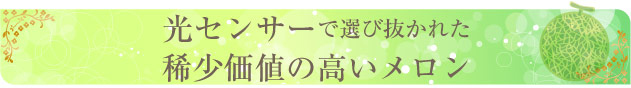 糖度18度以上の選び抜かれた
希少価値の高い特秀ランクのメロン