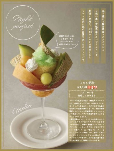 京橋千疋屋「メロン紀行」 3,190円(16時以降の夜限定メニュー)