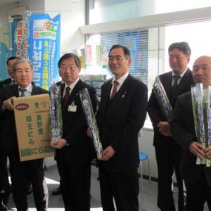 小美玉市，ＪＡ美野里町が県庁で「にら」をＰＲ